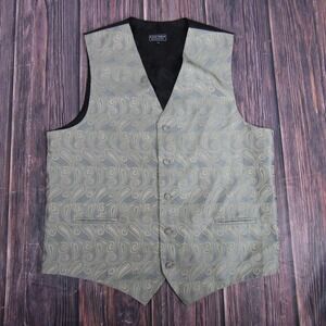 Covona Vest Mens XL Green Paisley Formal Suit Waistcoat Tuxedo Wedding Party